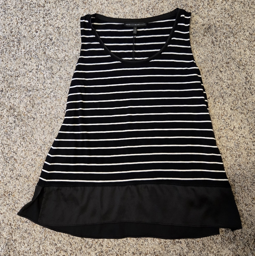 White House Black Market Black and White Striped Tank Top